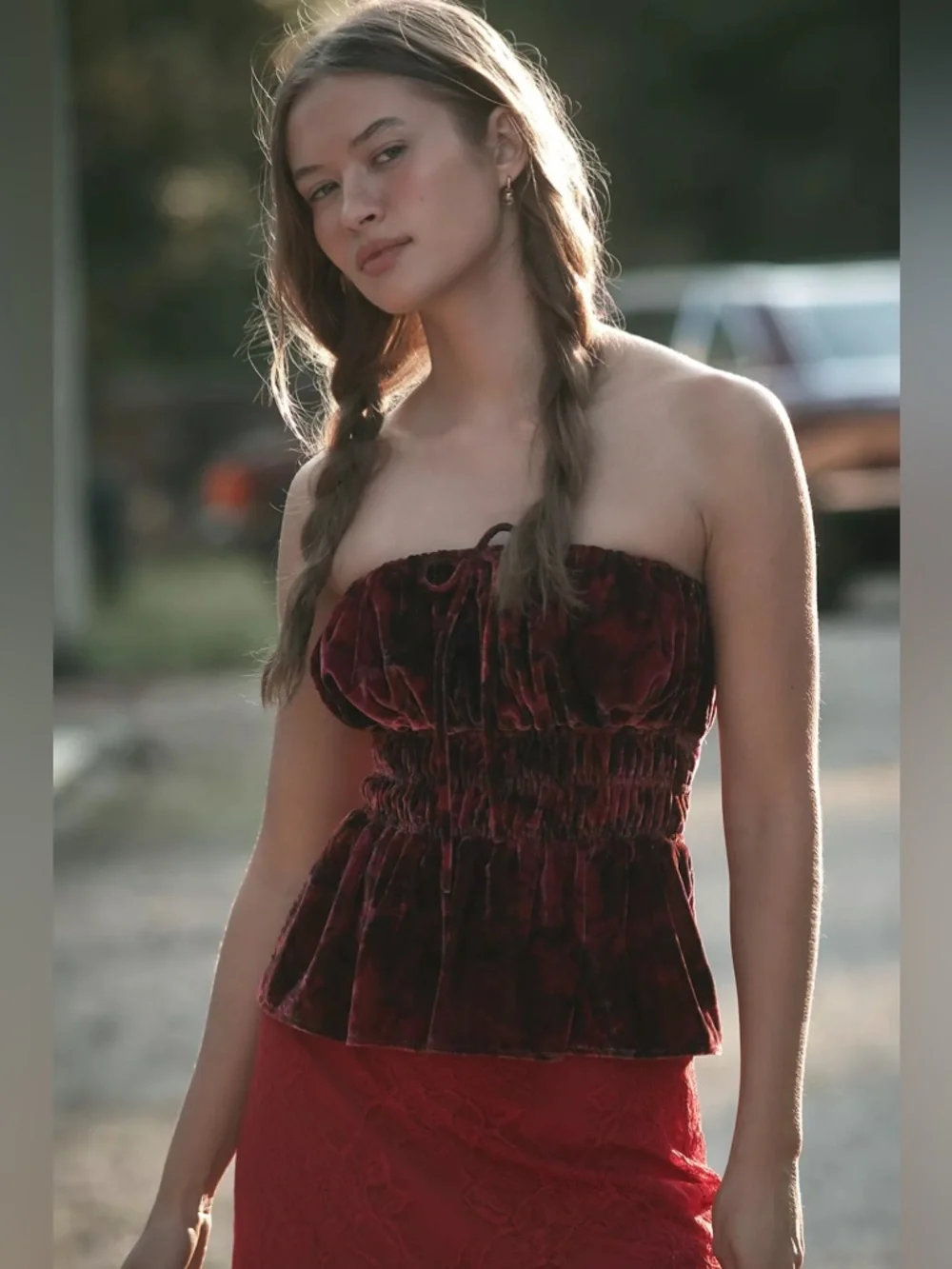 NWT Anthropologie Somerset Strapless Blouse - Velvet Top - Picture 1 of 13